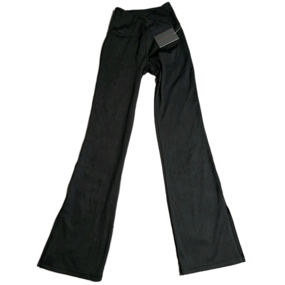 Danskin Slit Flare Pant Womens XS Black Salt High Rise Yoga Pants NWT